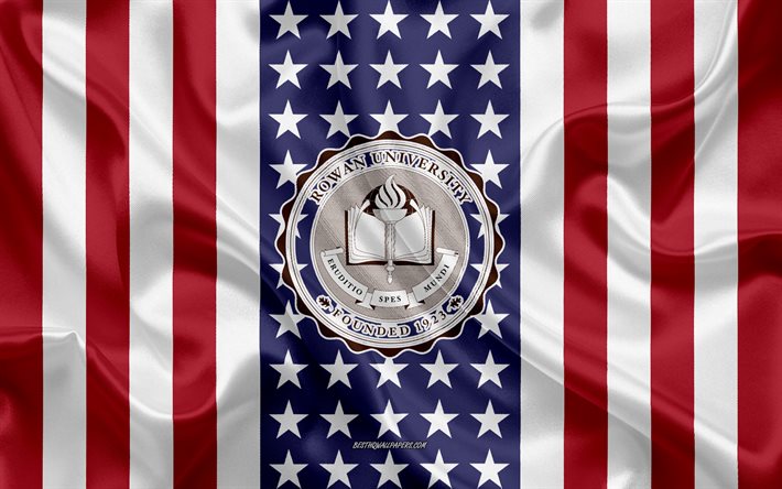 Embl&#232;me de l&#39;Universit&#233; Rowan, drapeau am&#233;ricain, logo de l&#39;Universit&#233; Rowan, Glassboro, Camden, USA, Universit&#233; Rowan