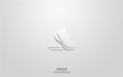 Running 3d icon, white background, 3d symbols, Running, Sport icons, 3d icons, Running sign, Sport 3d icons