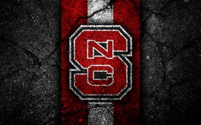 NC State Wolfpack, 4k, american football team, NCAA, red white stone, USA, asphalt texture, american football, NC State Wolfpack logo