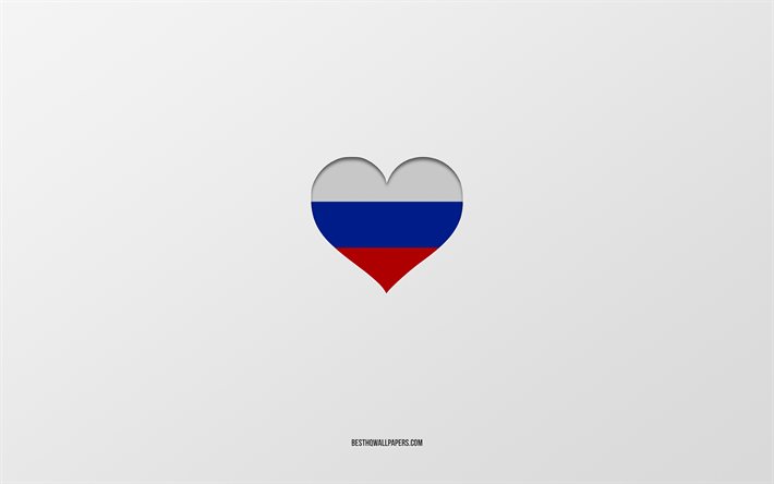 ich liebe russland, europ&#228;ische l&#228;nder, russland, grauer hintergrund, russland flaggenherz, lieblingsland, liebe russland