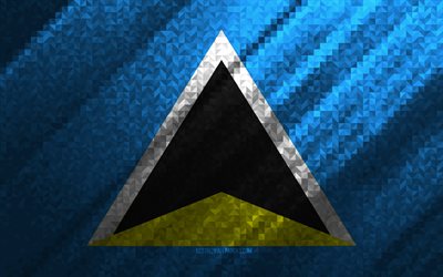 Saint Lucia bayrağı, &#231;ok renkli soyutlama, Saint Lucia mozaik bayrağı, Saint Lucia, mozaik sanatı