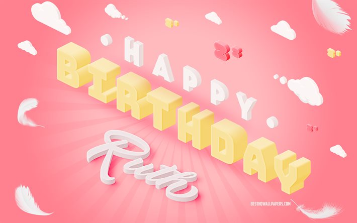 誕生日おめでとう, 3Dアート, 誕生日の3 d背景, ルース, ピンクの背景, ルースお誕生日おめでとう, 3Dレター, ルースの誕生日, 創造的な誕生日の背景