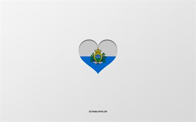Amo San Marino, paesi europei, San Marino, sfondo grigio, cuore bandiera sammarinese, paese preferito, Amore San Marino