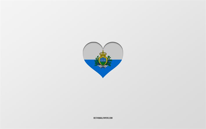 I Love San Marino, Avrupa &#252;lkeleri, San Marino, gri arka plan, San Marino bayrak kalp, favori &#252;lke, Love San Marino