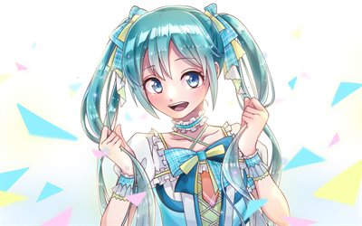 Hatsune Miku, blue crystals, Vocaloid characters, manga, Vocaloid, artwork, Hatsune Miku Vocaloid
