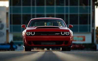 Dodge Challenger SRT Demon, vista frontal, exterior, corrida de arrancada, tuning Challenger, carros esportivos americanos, Dodge