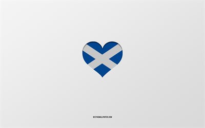 アイ ラブ スコットランド, ヨーロッパ諸国, スコットランド, 灰色の背景, スコットランド国旗ハート, 好きな国, ラブスコットランド