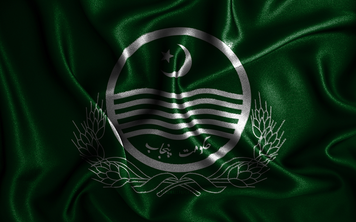 Drapeau du Pendjab, 4k, drapeaux ondul&#233;s en soie, provinces pakistanaises, Jour du Pendjab, drapeaux en tissu, art 3D, Pendjab, Asie, Provinces du Pakistan, Drapeau du Pendjab 3D, Pakistan