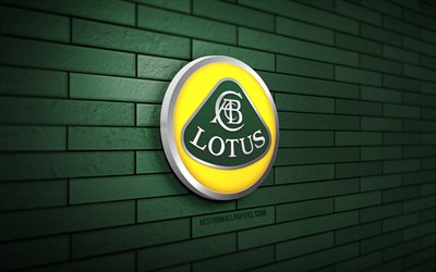 Lotus 3D logo, 4K, gray brickwall, creative, cars brands, Lotus logo, 3D art, Lotus