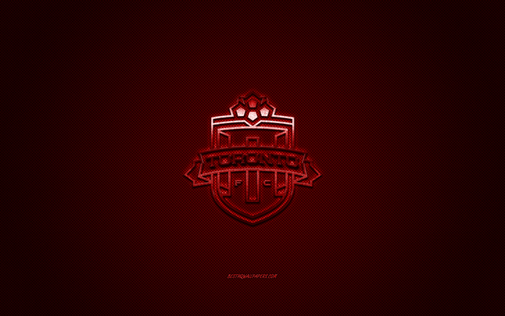 Toronto FC II, clube de futebol canadense, logotipo vermelho, fundo vermelho de fibra de carbono, USL League One, futebol, Canad&#225;, logotipo do Toronto FC II