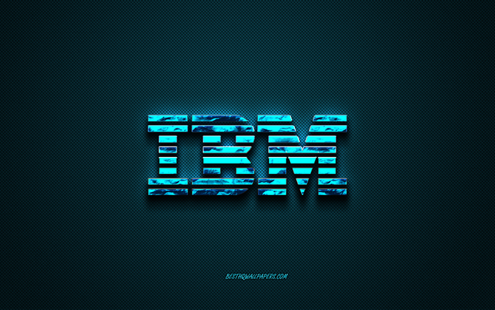 IBMの青いロゴ, クリエイティブブルーアート, IBMエンブレム, 紺色の背景, IBM, ロゴ, お