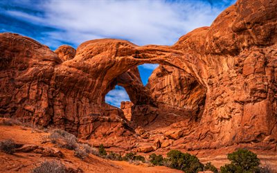 Arches National Park, ver&#227;o, montanhas, rochas, deserto, bela natureza, EUA, Utah, Am&#233;rica