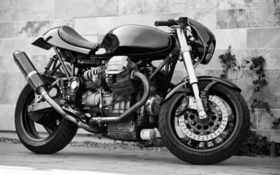 Moto Guzzi, svarta motorcykel, italiensk motorcykel