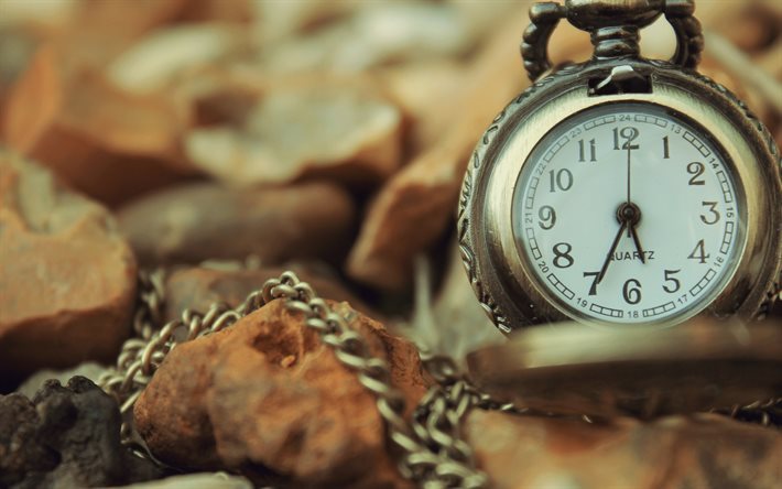 الساعات القديمة, الأحجار الكريمة, ساعة الجيب الذهبية, الوقت