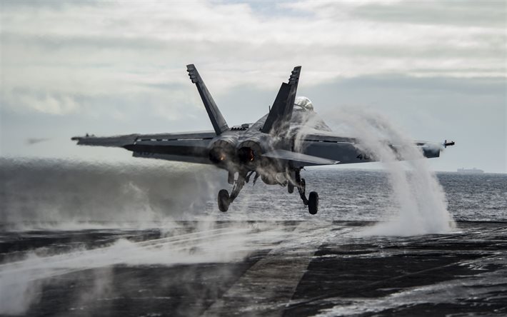 boeing fa-18e super hornet, us carrier-based fighter, us air force, aircraft carrier
