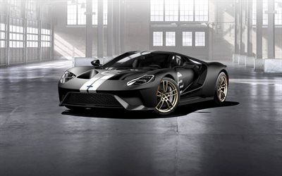 Ford GT, superautot, 2017 Autot, Ford GT 66 Heritage Edition, harmaa ford