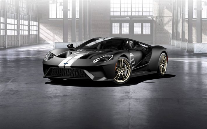 Ford GT, supercars, 2017 Cars, Ford GT 66 Heritage Edition, gray ford