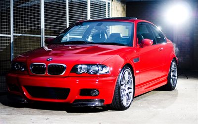 BMW 3-series, E46, tuning, coupe, german cars, red e46, BMW