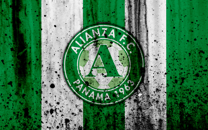 FC Alianza, 4k, el grunge, la Liga Panamena, logotipo, club de f&#250;tbol, Panam&#225;, Alianza, f&#250;tbol, LPF, la piedra, la textura, la Alianza FC