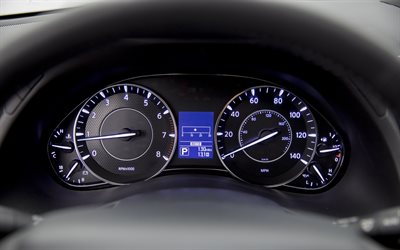 Nissan Armada, dashboard, 2018 cars, speedometer, tachometer, Nissan
