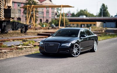 Audi A8, quatro, el ajuste de la a8, de lujo sed&#225;n negro, los coches alemanes, la clase de negocios