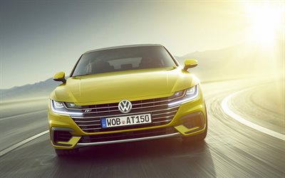 4k, Volkswagen Arteon R-Line, road, 2018 otomobil, VW Arteon, motion blur, Alman otomobil, Arteon, VW, Volkswagen