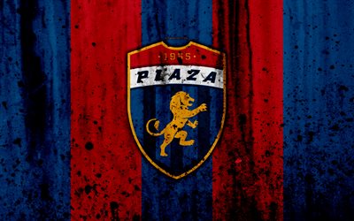 FC Plaza Amador, 4k, grunge, Liga Panamena, logo, club di calcio, Panama, Plaza Amador, calcio, LPF, pietra, texture, Plaza Amador FC