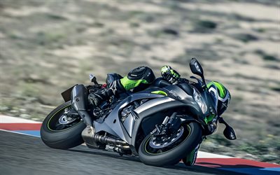 A Kawasaki Ninja ZX-10R &#201;, piloto, 2018 motos, sbk, pista de rolamento, japon&#234;s motocicletas, Kawasaki