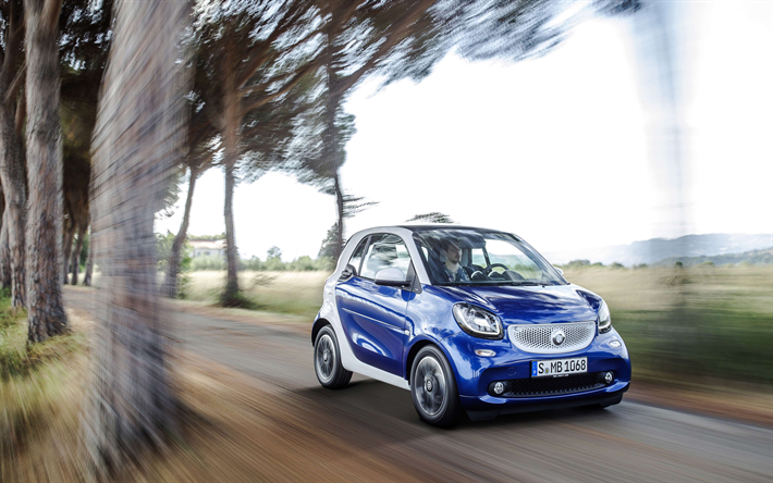 Smart Fortwo, 4k, 2018両, 道路, コンパクトカー, スマート