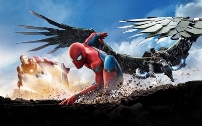 Iron Man, Spider-Man, 4k, 2017 movie, Spider-Man Homecoming