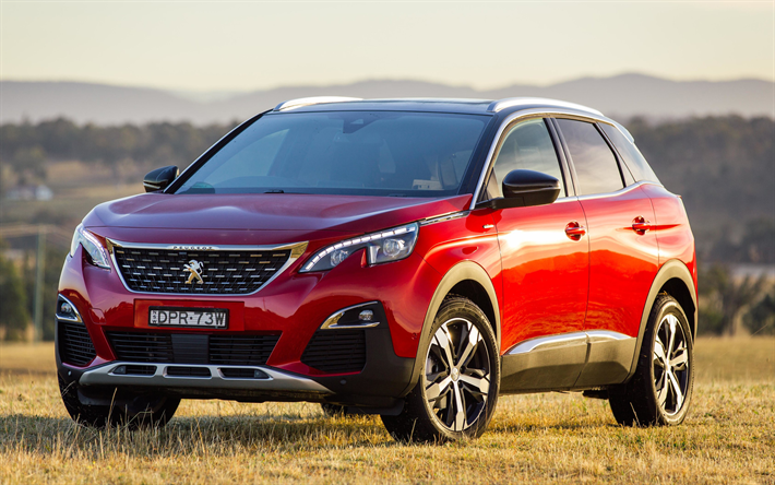 Peugeot 3008, 2017, red new crossover, new cars, red 3008, Peugeot