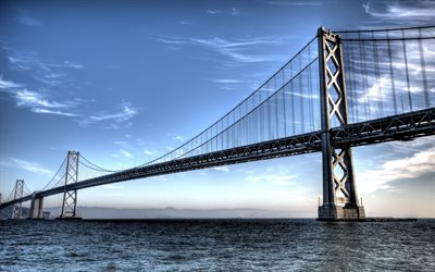 ゴールデンゲートブリッジ, HDR, 川, サンフランシスコ, 米国, 米