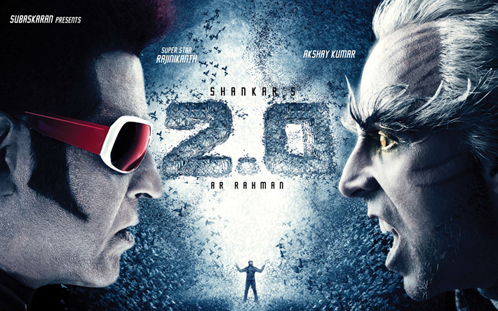 2 0 film, 2018, Con Shankar, Rajinikanth, Akshay Kumar, 4k, poster