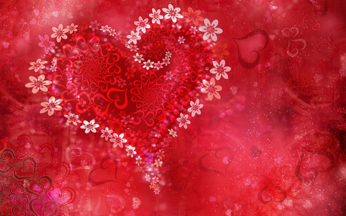 Valentine Day, 4k, hearts, love patterns, creative