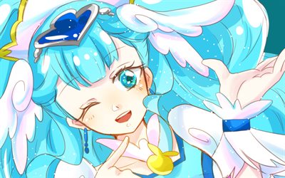 Yakushiji Saaya, manga, blue hair, Pretty Cure