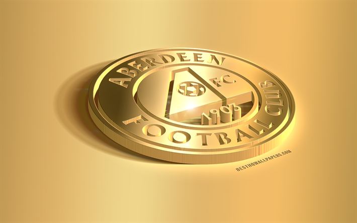 aberdeen fc, 3d golden logo, scottish football club 3d emblem, aberdeen, schottland, scottish premier league, sport golden emblem, fu&#223;ball, golden creative 3d kunst