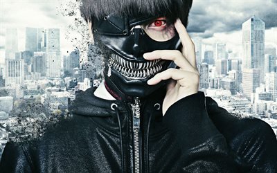 Ken Kaneki, red eye, Tokyo Ghoul, protagonist, portrait, manga, Tokyo Ghoul characters