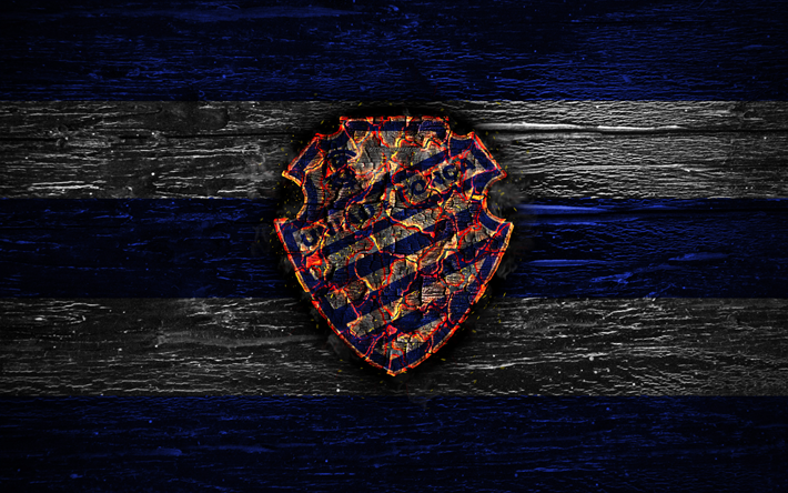 CSA FC, el fuego logotipo, Centro Sportivo Alagoano, Serie B, blanco y azul de las l&#237;neas de brasil, club de f&#250;tbol, el grunge, el f&#250;tbol, la CSA logotipo, textura de madera, Brasil