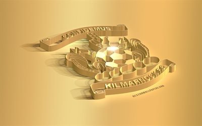 Kilmarnock FC, 3D ouro logotipo, Clube de futebol escoc&#234;s, 3D emblema, Kilmarnock, A esc&#243;cia, Escoc&#234;s Premiership, Kilmarnock emblema de ouro, futebol, ouro criativa arte 3d