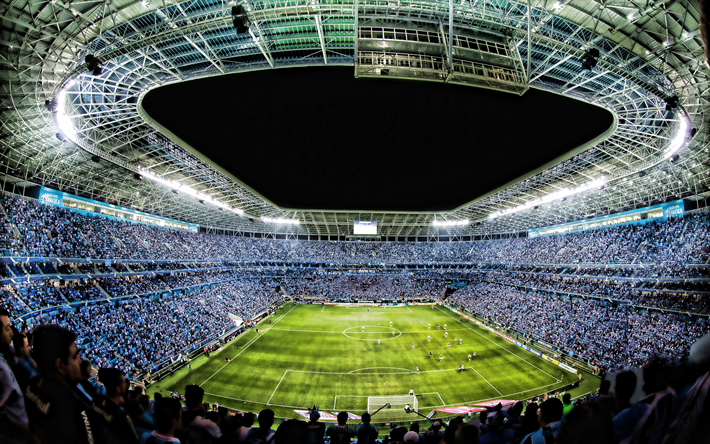 Arena do Gremio, ma&#231;, gece, Gremio FC, HDR, Gremio Stadyumu, futbol, Gremio arena, Futbol Stadyumu, Brezilya, Gremio, yeni stadyum, tam stadyum