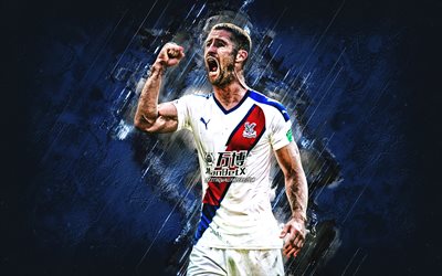 Gary Cahill, Crystal Palace FC, portrait, english football player, blue stone background, football