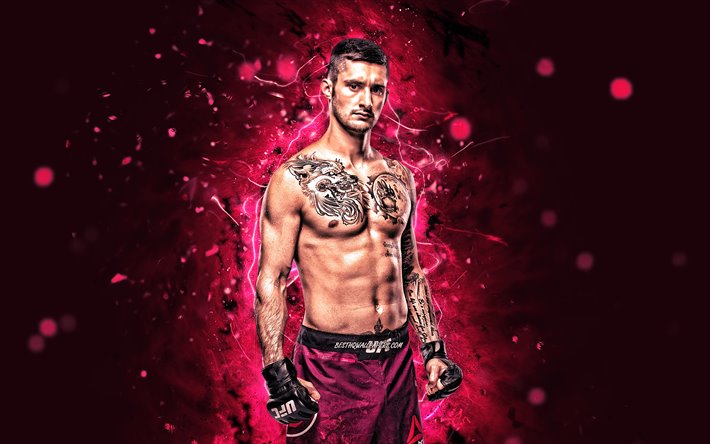 Charles Jourdain, 4k, purple neon lights, canadian fighters, MMA, UFC, Mixed martial arts, Charles Jourdain 4K, UFC fighters, MMA fighters