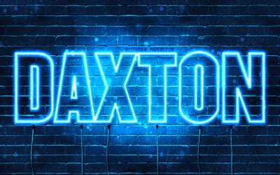 Daxton, 4k, wallpapers with names, horizontal text, Daxton name, blue neon lights, picture with Daxton name