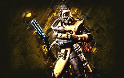 Christian Caustic, Apex Legends, Legend in Apex, yellow stone background, Apex Legends characters, Christian Caustic Legend