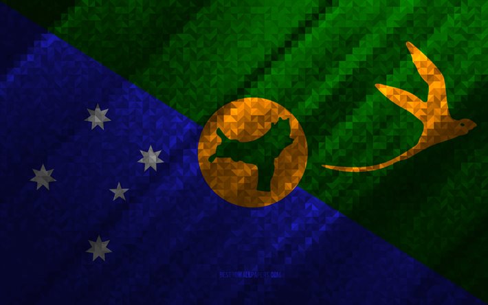 Christmas Island flagga, m&#229;ngf&#228;rgad abstraktion, Christmas Island mosaikflagga, Christmas Island, mosaik konst