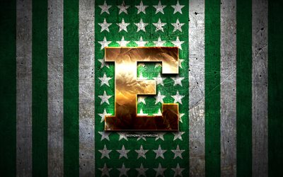 イースタンミシガンイーグルスの旗, 全米大学体育協会, 緑の白い金属の背景, アメリカンフットボール, イースタンミシガンイーグルスのロゴ, 米国, 黄金のロゴ, イースタンミシガンイーグルス