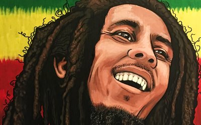 Bob Marley, arte grunge, m&#250;sico jamaicano, criativo, estrelas da m&#250;sica, celebridade jamaicana, Robert Nesta Marley