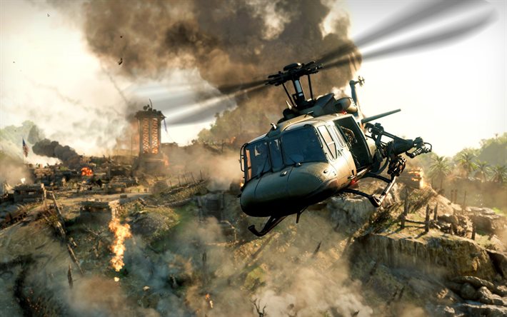 Call of Duty, Black Ops Cold War, Bell UH-1 Iroquois, poster, promotional material, military helicopters
