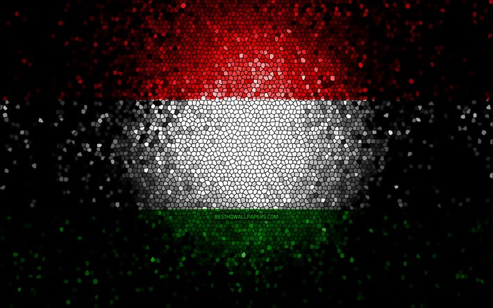 Hungarian flag, mosaic art, European countries, Flag of Hungary, national symbols, Hungary flag, artwork, Europe, Hungary
