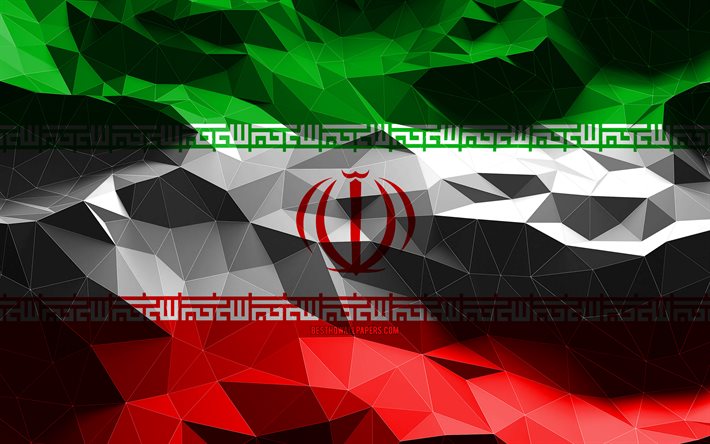 Download wallpapers 4k, Iranian flag, low poly art, Asian countries,  national symbols, Flag of Iran, 3D art, Iran, Asia, Iran 3D flag, Iran flag  for desktop free. Pictures for desktop free